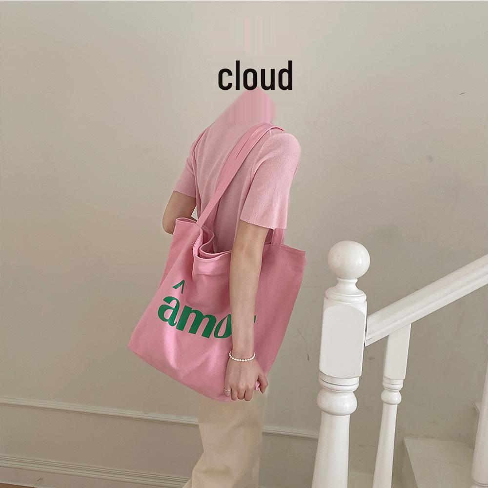 Korean Chic Minimalist Women's Canvas Shoulder Tote: Simple & Versatile College Style