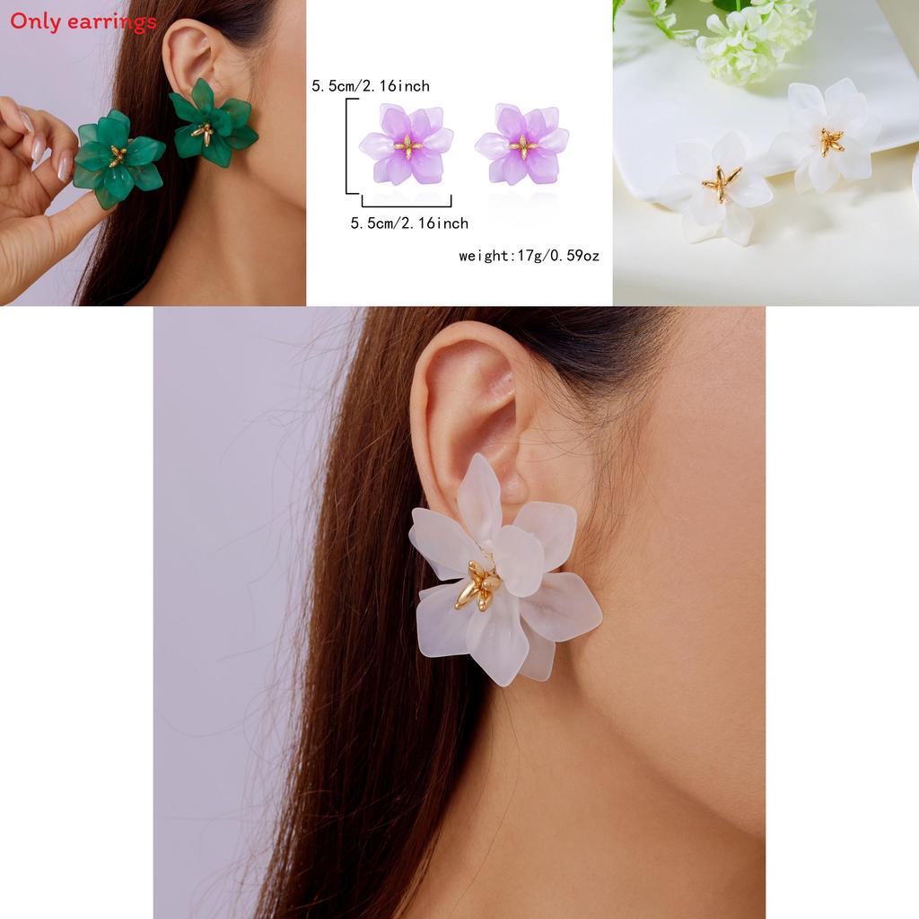 Womens Acrylic Floral Earrings Handmade Geometric Plant Flower Accessories