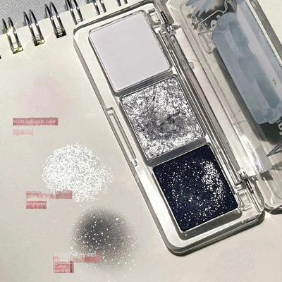 Dreifarbiges Pearl Sparkle Lidschatten-Tablett Matt Rose Dunkelgrau Grün Glitzer-Lidschatten Langlebige Pigmentkosmetik