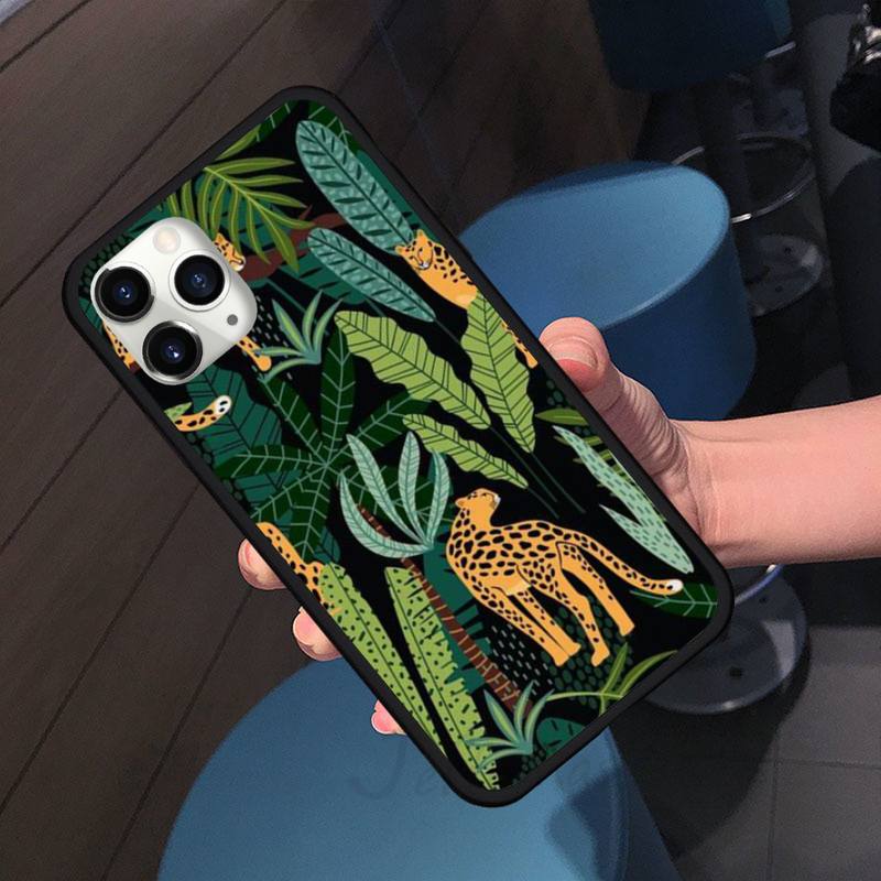 Tropical Plant Leopard Phone Case for iPhone 11 12 Pro XS MAX 8 7 6 6S Plus X 5S SE 2020 XR