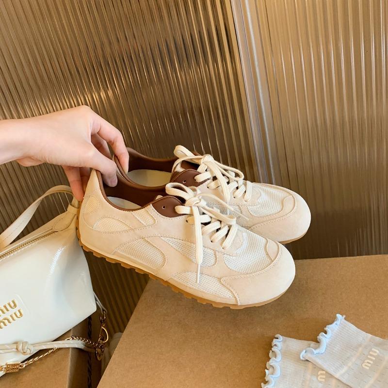 Cowhide~ Flat Bottom Inner Height Increase 3.5cm Cute Mango Head Lace-up Casual Style Sneakers Women