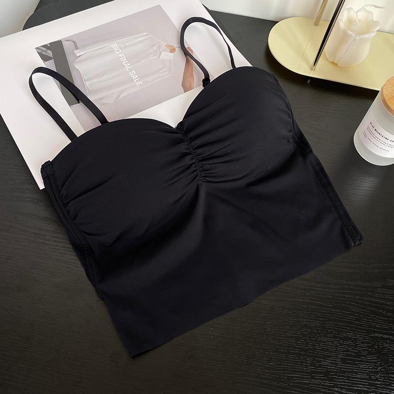 

Ледяной шелк на бретелях красивое бюстье с открытой спиной женское нижнее и верхнее белье со встроенной чашкой и нагрудником Мода Spice girl бесшовное белье с поддержкой для женщин One Size чёрный