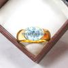 Aquamarine Oval Cut With 925 Sterling Silver Gold Plated Ring For Men's #A755 JL375659100078