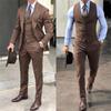 Brown Men Suit Business Office Jacket Pants Vest Three Piece Set Slim Fit Outfit Wedding Tuxedo for Male Custom Costume