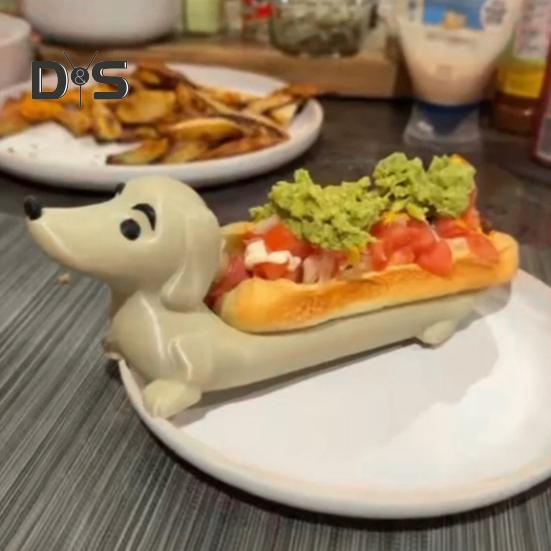 Bandeja para Dachshund em forma de cachorrinho fofo Cachorro-quente Sushi Prato de servir Lanche Prato de servir Comida cozida Prato Presentes para amantes de Dachshund