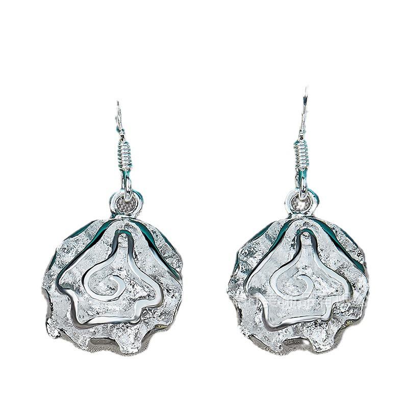 Silver Rose Flower Earrings for Women - West Lake Beauty Collection