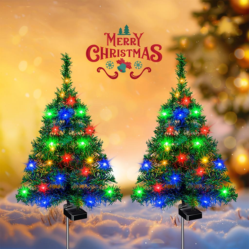 1/2/4PCS Solar Christmas Tree Lights Waterproof Outdoor LED Garden Lamps For Lawn Patio Landscape Decoration Party