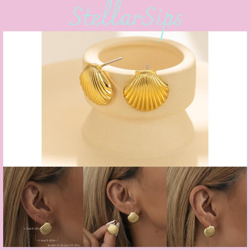 2023 New Gold Geometric Shell Earrings Chic And Trendy Women's Jewelry