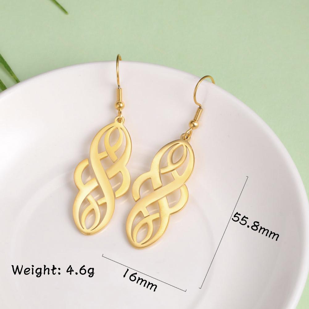 LIKGREAT Stainless Steel Celtic Infinity Knot Dangle Earrings for Women Lady Elegant Hook Charms Good Luck Jewelry New Year Gift