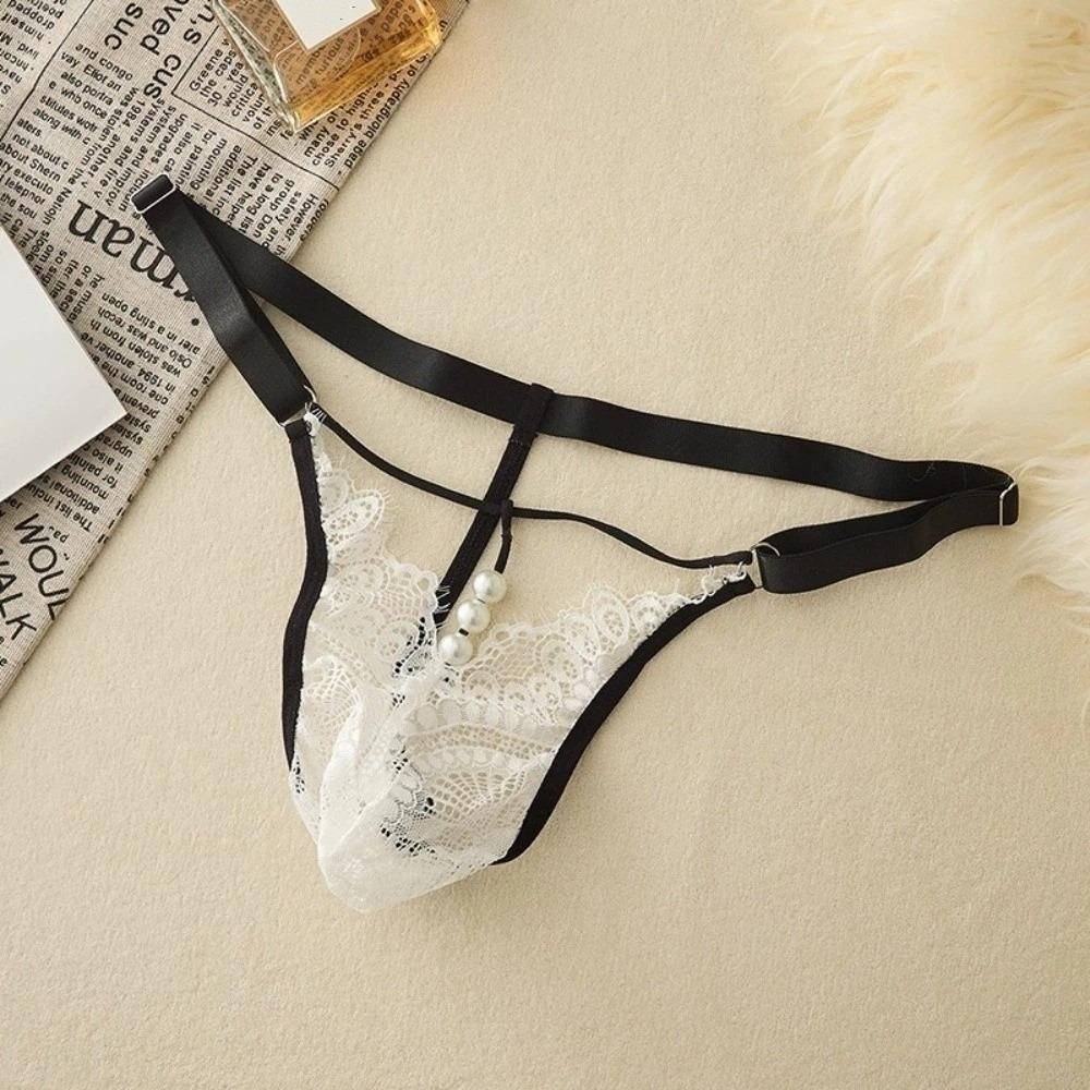 Low Waist Lace Triangle Panties Mesh Transparent Lace Thong Date Night T-back Briefs Anniversary