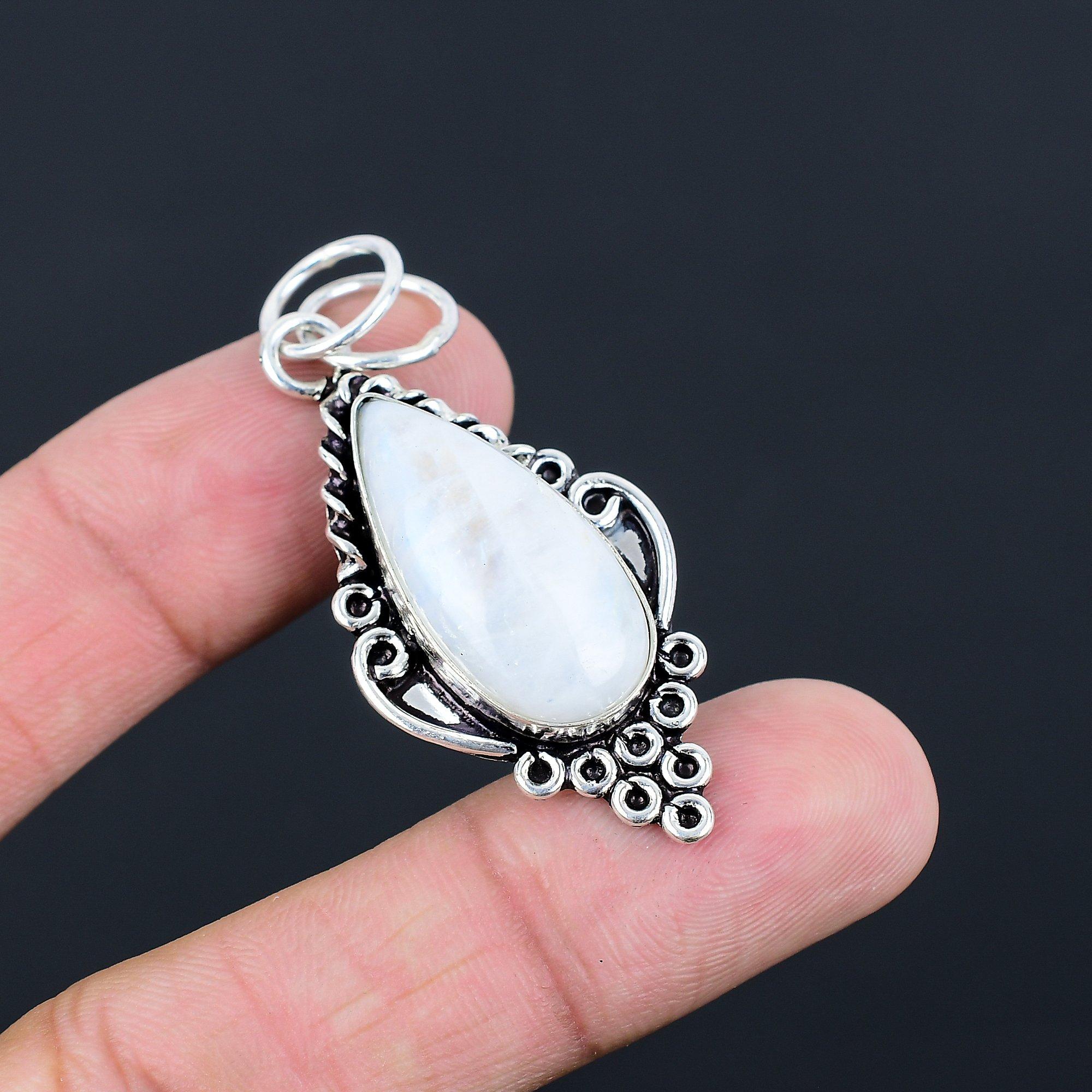 

Прикраси з натурального місячного каменю-райдуги, срібний кулон 925 проби для дівчат