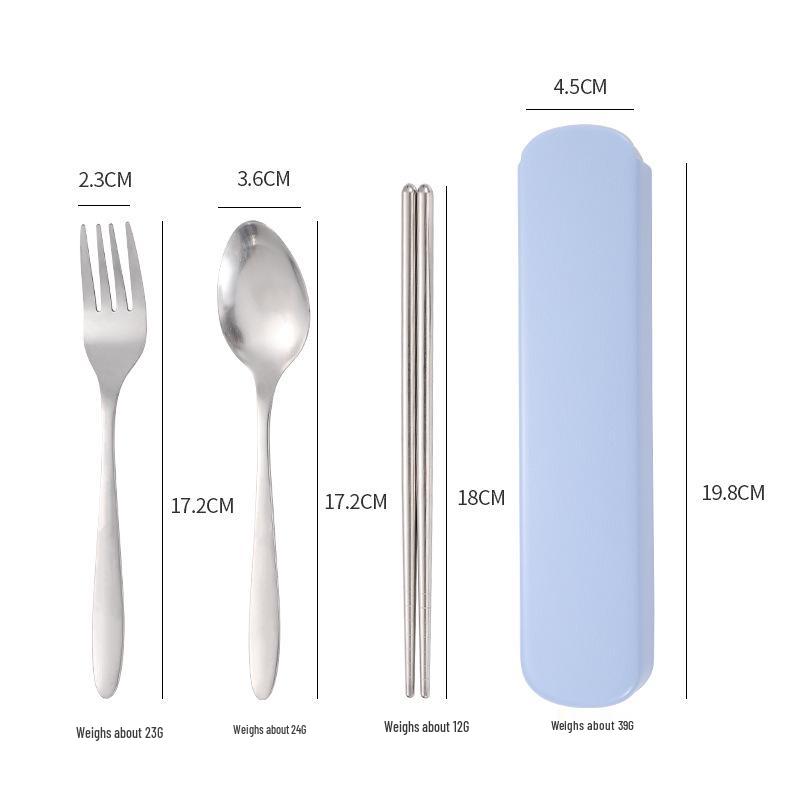 Portable Stainless Steel Cutlery Set: Fork, Spoon & Chopsticks - Ideal for Students & Outdoor Use