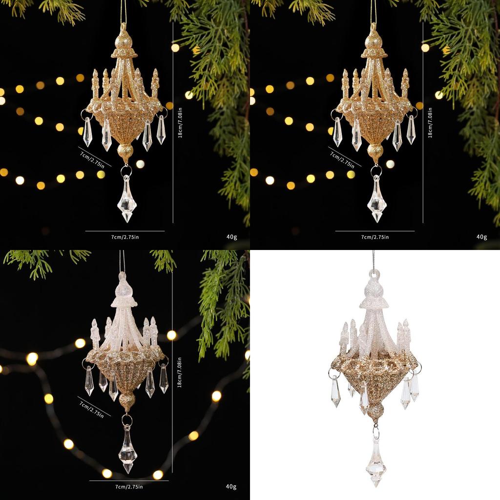 Acrylic Christmas Tree Pendant With Gold Crystal Effect For Holiday Decor