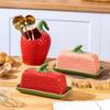 Strawberry Shape Butter Freshness Jar Ceramic Chopstick Tube Butter Box Butter Dish  Restaurant