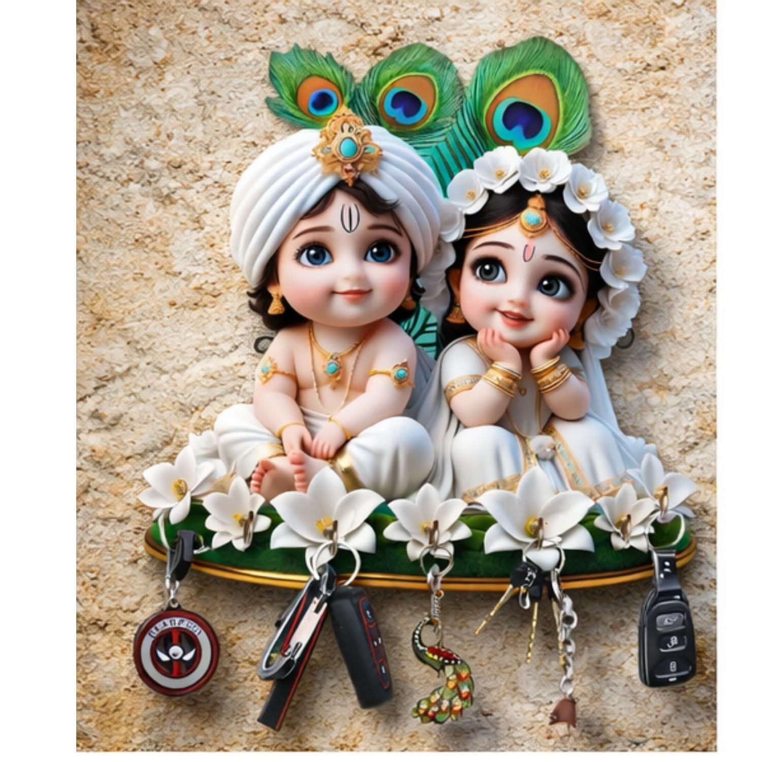 Webelkart Premium Cute Radha Krishna Key Holder for Home/Office Decor |