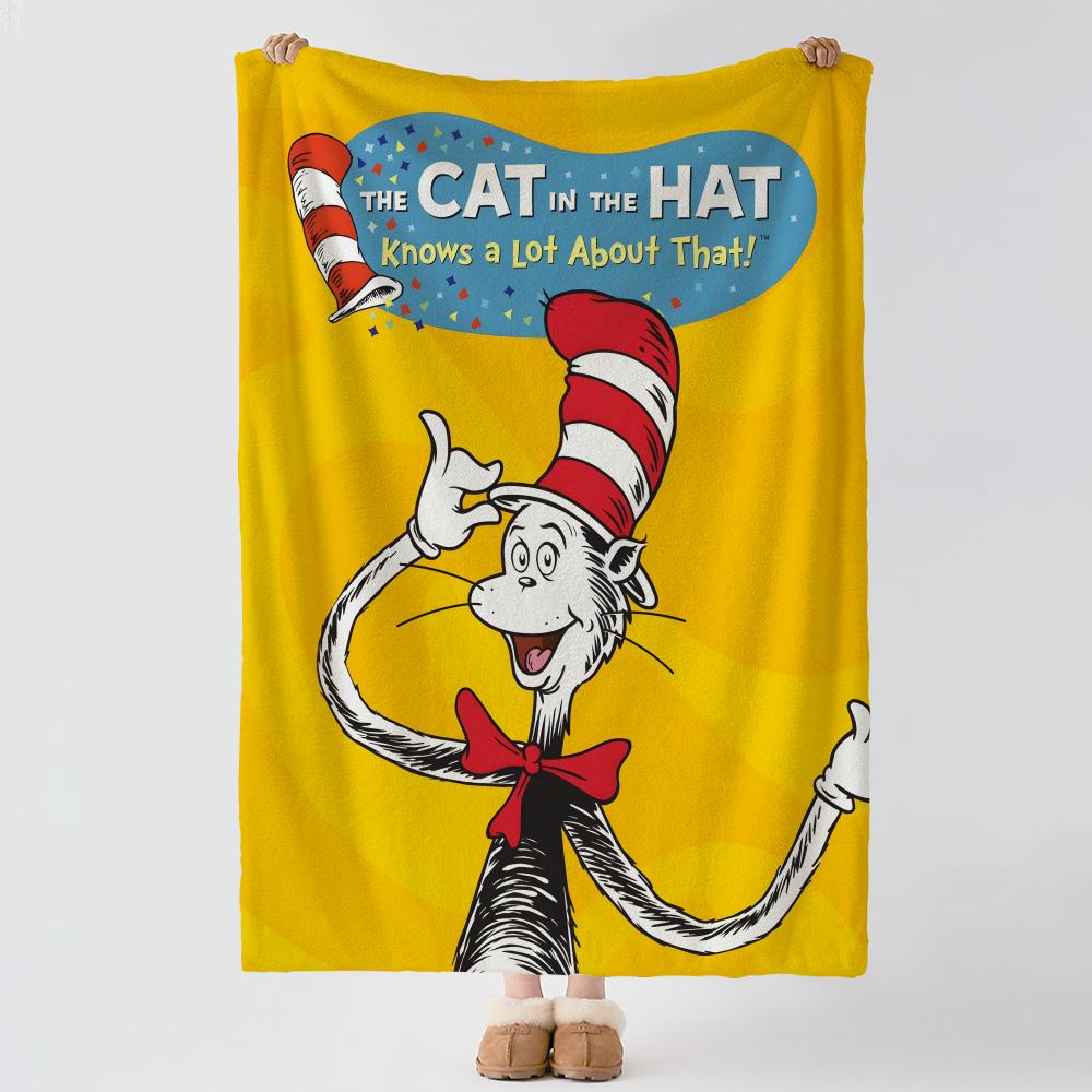 The Cat in the Hat Throw Soft Warm Flannel Blanket Multiuse Throw for Bed Sofa Office Air Conditioning Nap Blanket