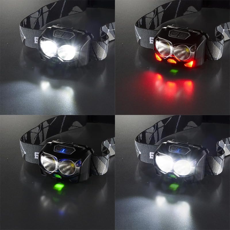 OHM Electric ECLAT 600 Lumens LED Headlight with Motion Sensor and Flashing Ideal for Outdoor Activities and Switch, White, Red, Red, Dimmable,
