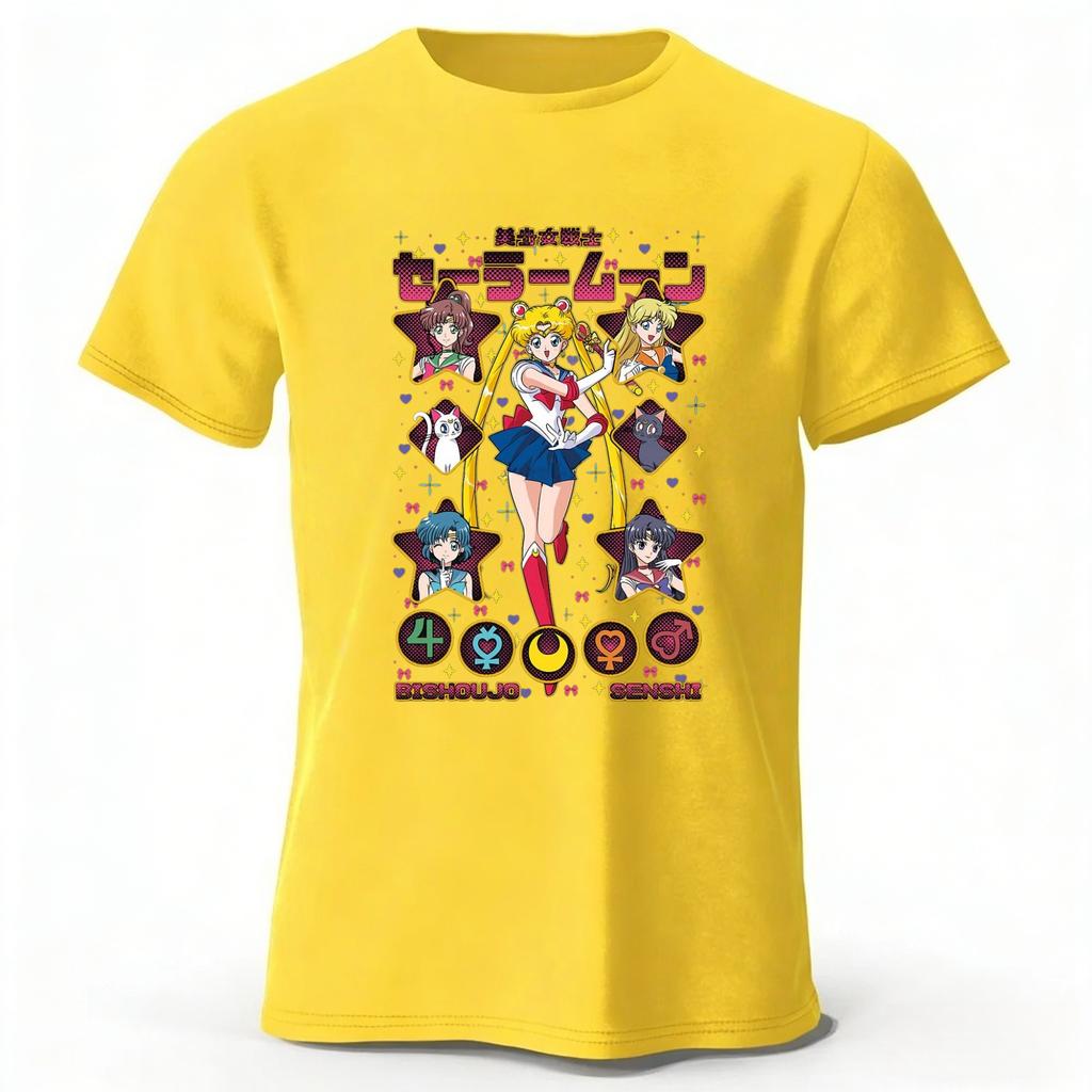 Sommer Neues Sailor Moon Retro Stil Reines Baumwoll T-Shirt Herren Damen Tägliche Mode Lässig Bequem Übergröße Kurze Ärmel