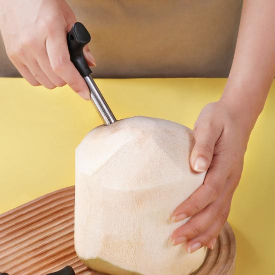 Stainless Steel Coconut Opener with T-Shaped Handle Universal Coconut Opener Tool for Young Mature Coconuts Rust-Proof Essential Kitchen Tool for