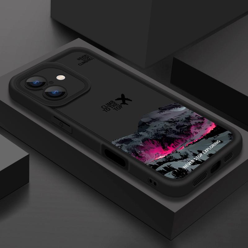 For iPhone 16E 15 Pro Max 14 Pro 13 12 11 XR XS 8 7 Cover Airplane Mountain Pattern Lens Protection TPU Shockproof Soft Silicone Phone Case Shell