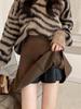 Women's Plus Size Woolen A-Line Mini Skirt: Petite, Hip-Covering, Slimming, Bodycon Style for Autumn/Winter.