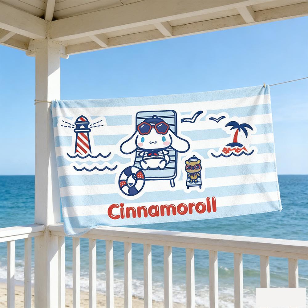 Absorbent Towel, Soft Bath Towel, Household Bath Towel, Cinnamoroll (Big Ear Dog) Sanrio Quick-Dry Beach Towel