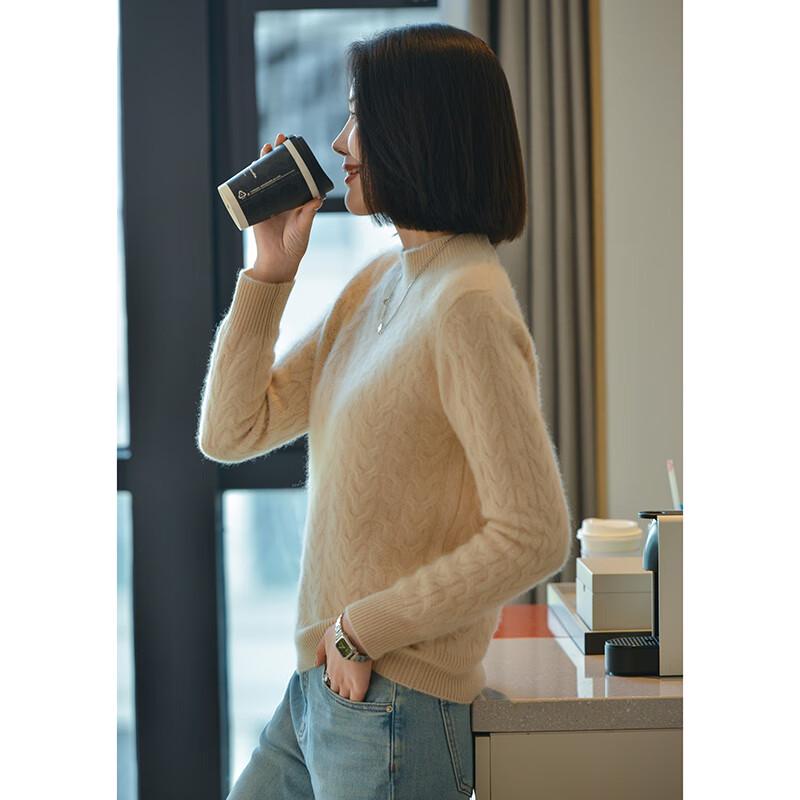 Fanzhen Women's 100% Wool Thick Turtleneck Sweater