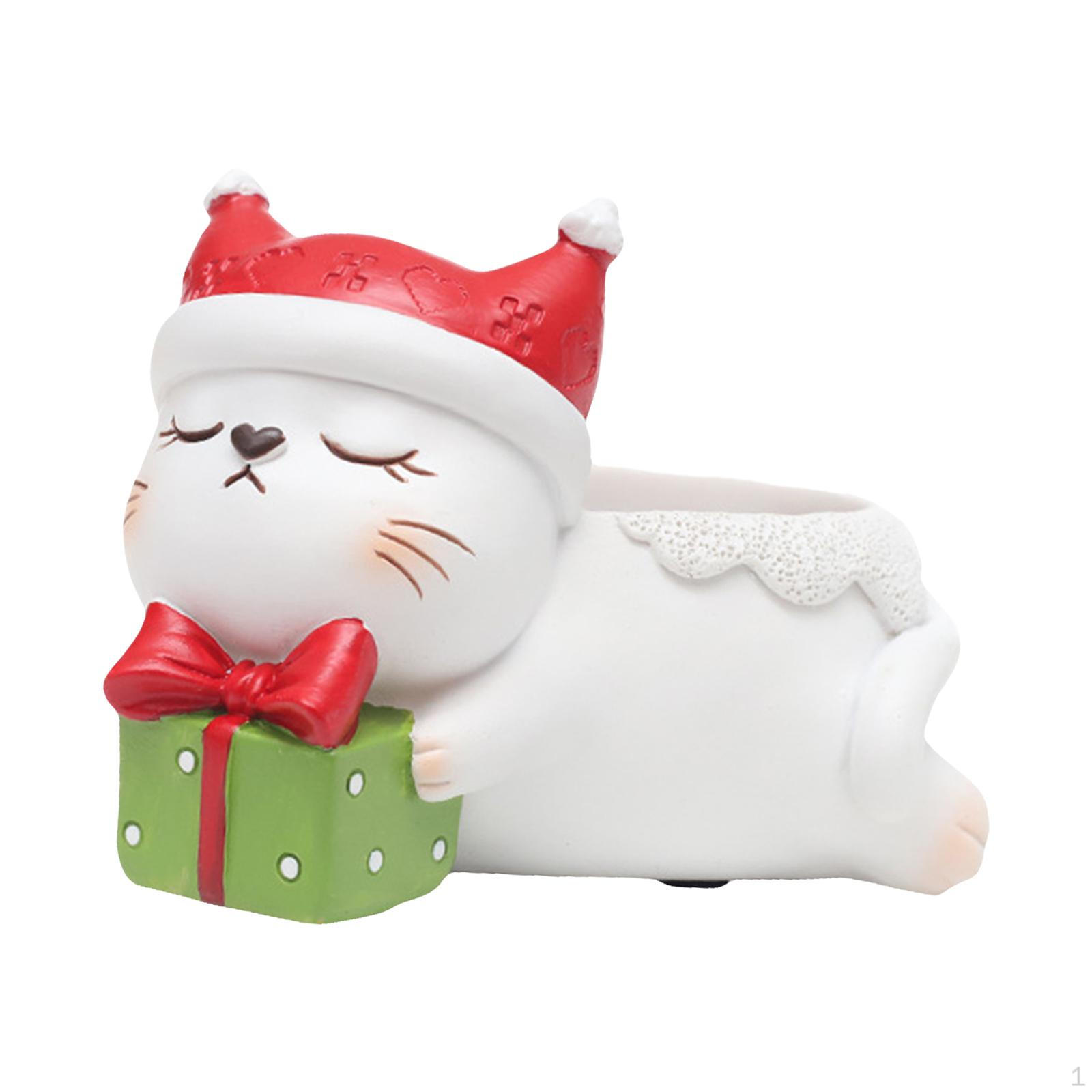 

Креативный цветочный горшок с дренажным контейнером Рождественская ваза Садовые горшки из смолы для Cat_13cmx7.5cmx7.5cm