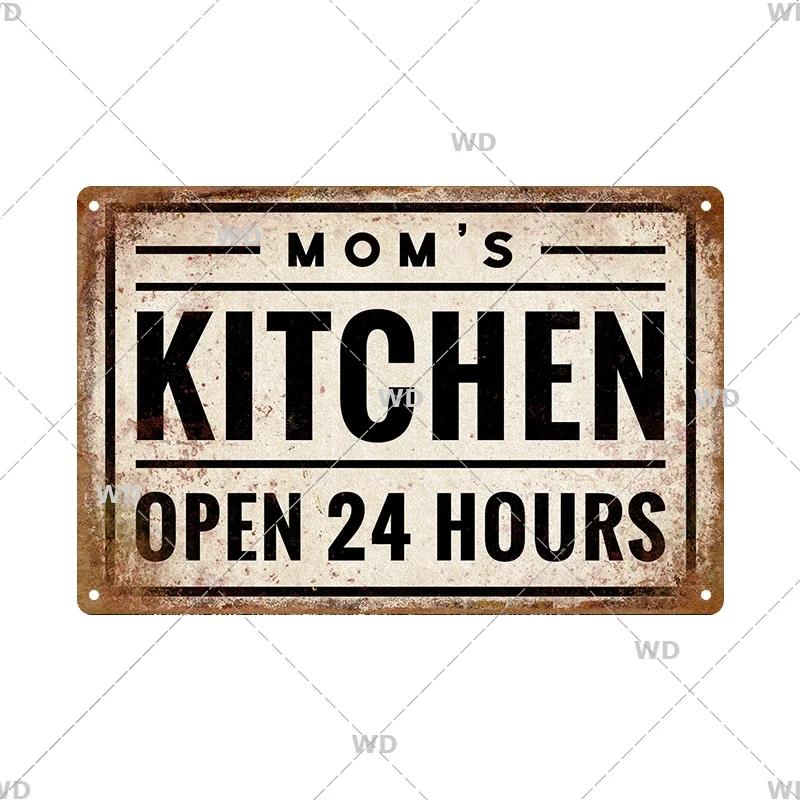 Retro Tin Sign Kitchen Rules Food Iron Painting Wall Art Metal Vintage Plaque Metal Posters for House Home Dinning Room Decor