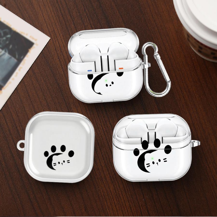 Cute Footprint Kitten Dog Case For Samsung Galaxy Buds 4Pro 4 Pro Live 2 3 FE 3Pro 2Pro Clear Earphone Cases Cover With Hook