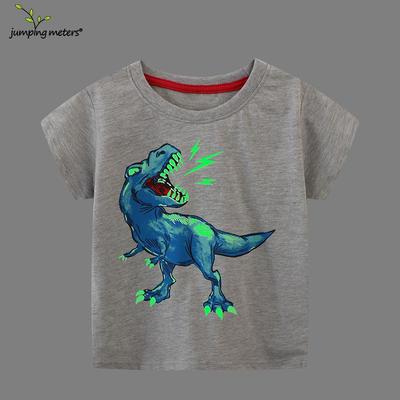 2026 Boys' Luminous Dinosaur Print Short Sleeve T-shirt