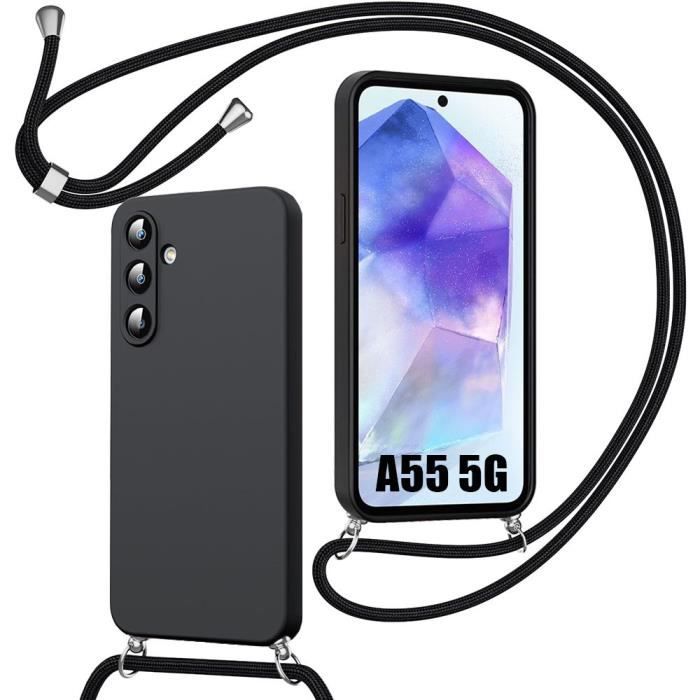 Coque de protection - BOOLING - pour Samsung Galaxy A55 5G - Silicone hybride - Antichoc - Lanière ajustable