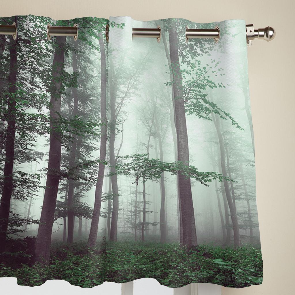 Autumn Woods Mysterious Fog Curtains for Living Room Kitchen Window Curtain Luxury Curtains for Bedroom Kids