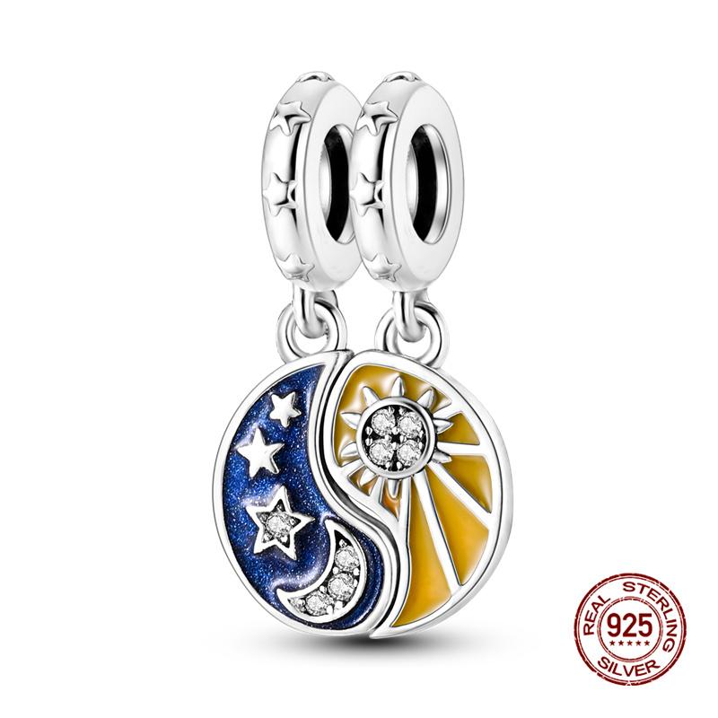 Charmscopper Splittable Sun & Moon Dangle Charms Beads Fits 3Mm Original Bracelet Necklace Womens Diy Fine Jewelry Gift