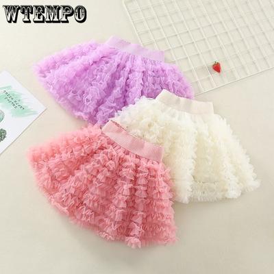 Saia evasê para meninas verão tesouro princesa saia curta Peng Peng saia combinando