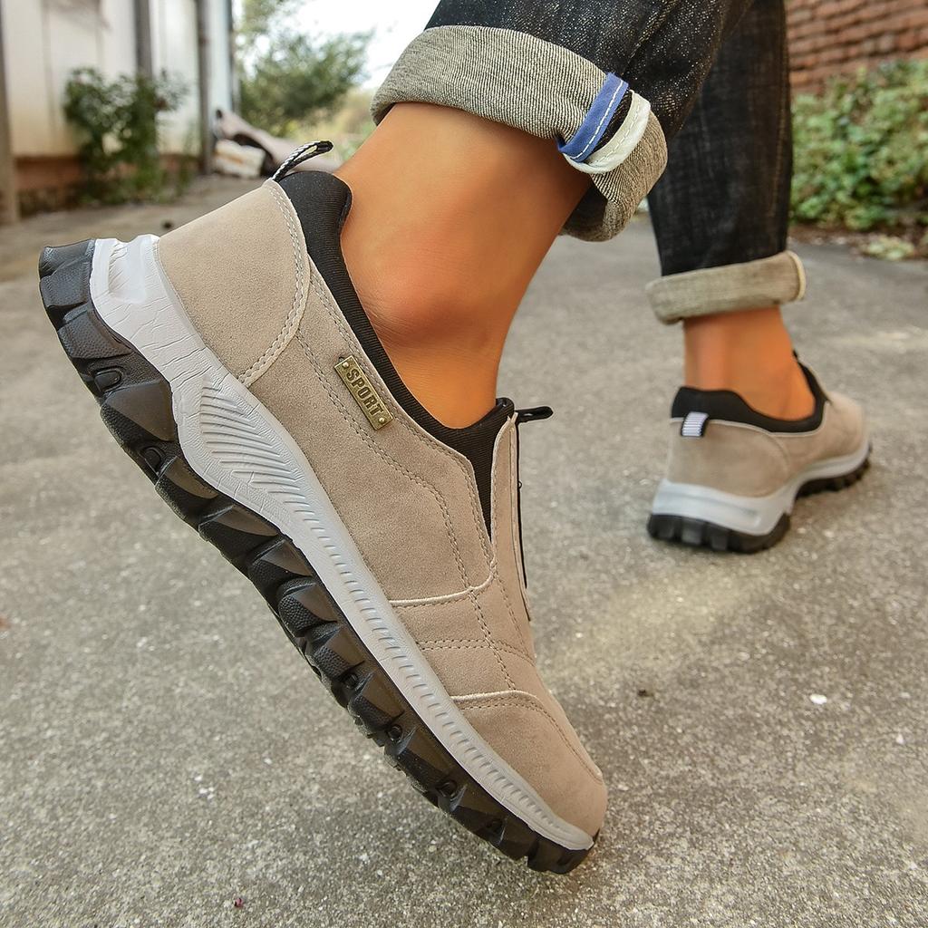 Outdoor Couple Jogging Trainers Men's Light Hiking Shoes Faux Suede Leather Women Trekking Walking Tactical Sneakers Footwear