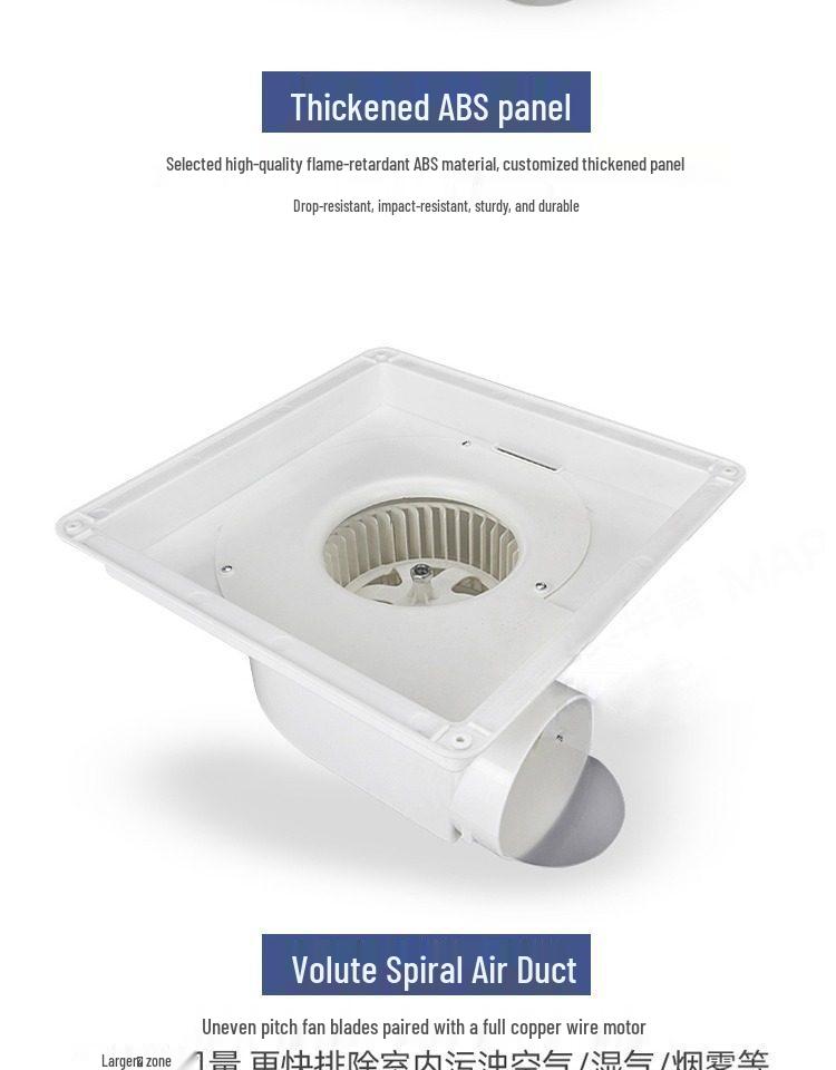 Aohuapu Ceiling Ventilation Fan for Kitchen & Bathroom - Powerful, Silent, Ceiling-Mounted Exhaust Fan