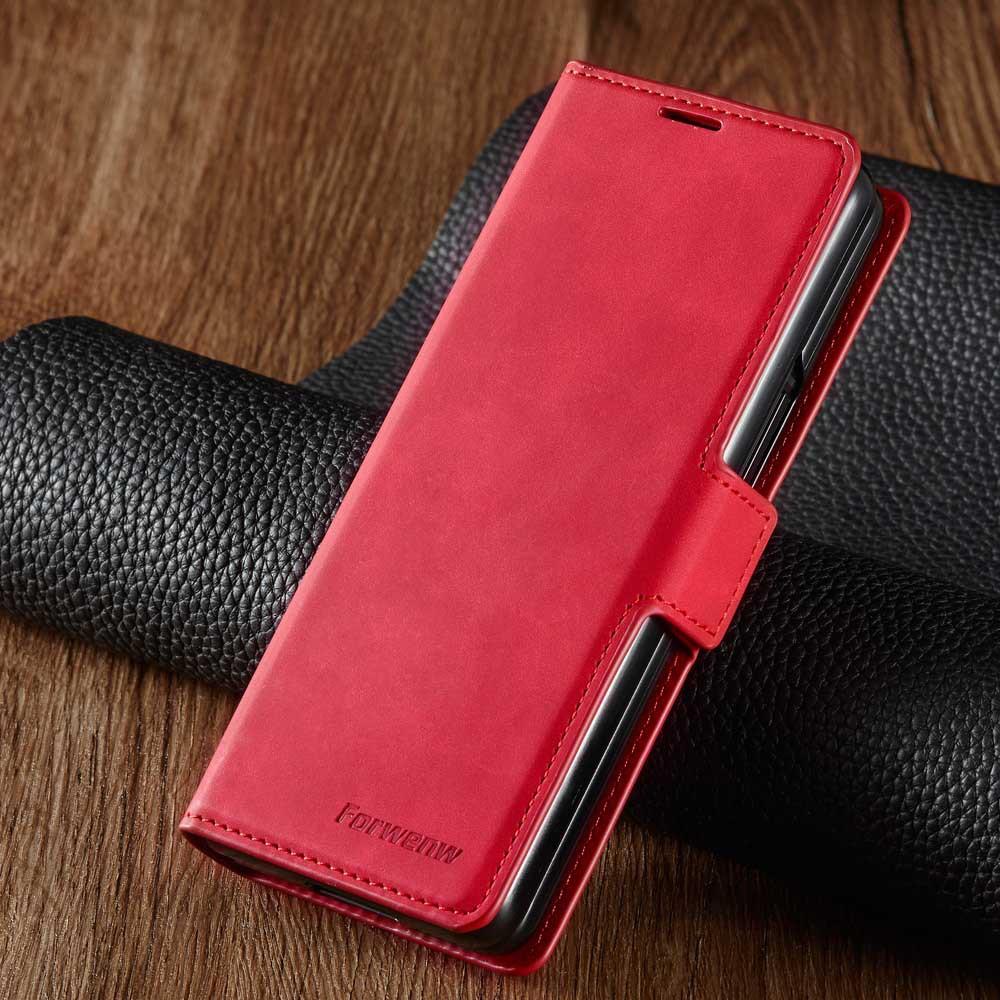 Phone Case for Samsung Galaxy Z Fold 7 6 5 4 3 W22 W23 5G Strong Magnetic Attraction Buckle Card Wallet Stand Leather Soft Cover