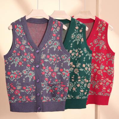 Middle-aged and Elderly Grandmother Autumn Sweater, Shoulder Shoulder, Mother's Outfit, Knitted Sweater, Vest, Cardigan Top