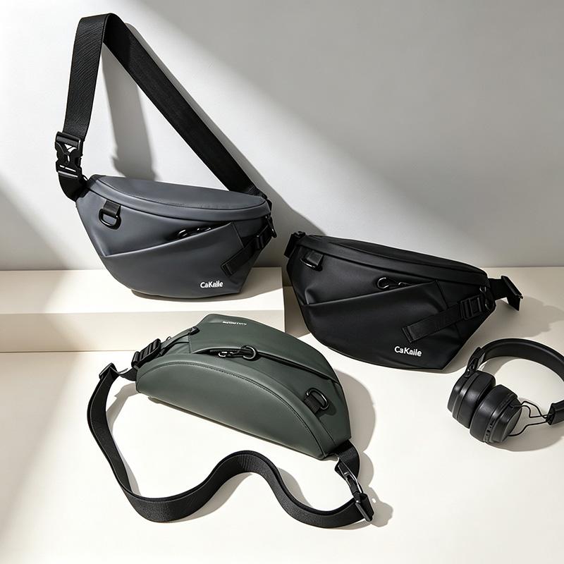 Black Men Chest Bag New Casual Crossbody Fanny Pack Unisex Membrane Sports Bag Outdoor Cycling Shoulder Waist Bag Travel Daypack