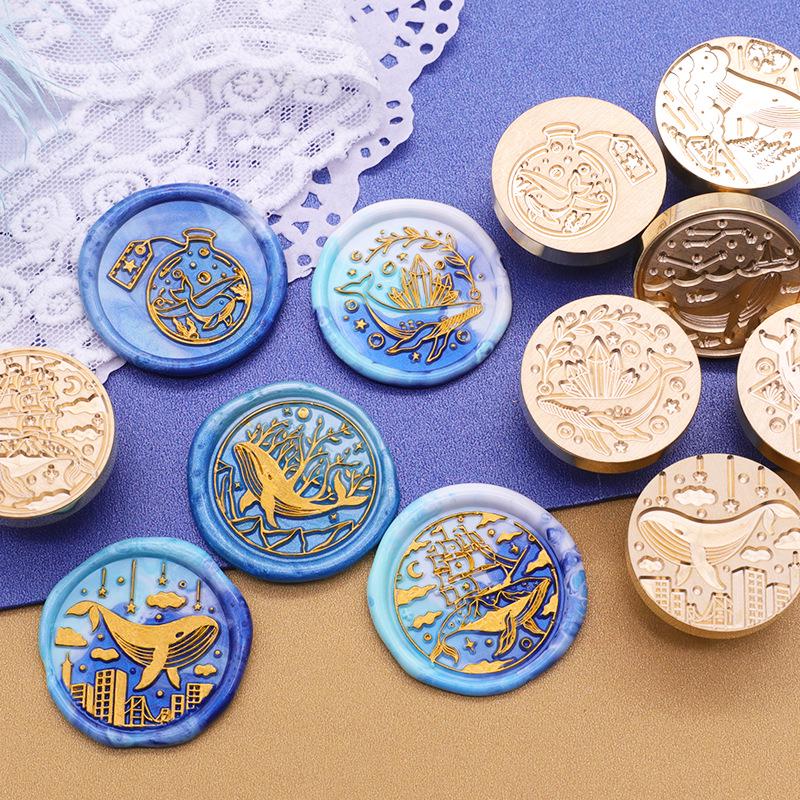 Ocean Series Wax Seal Stamp: Mermaid, Begonia, Whale