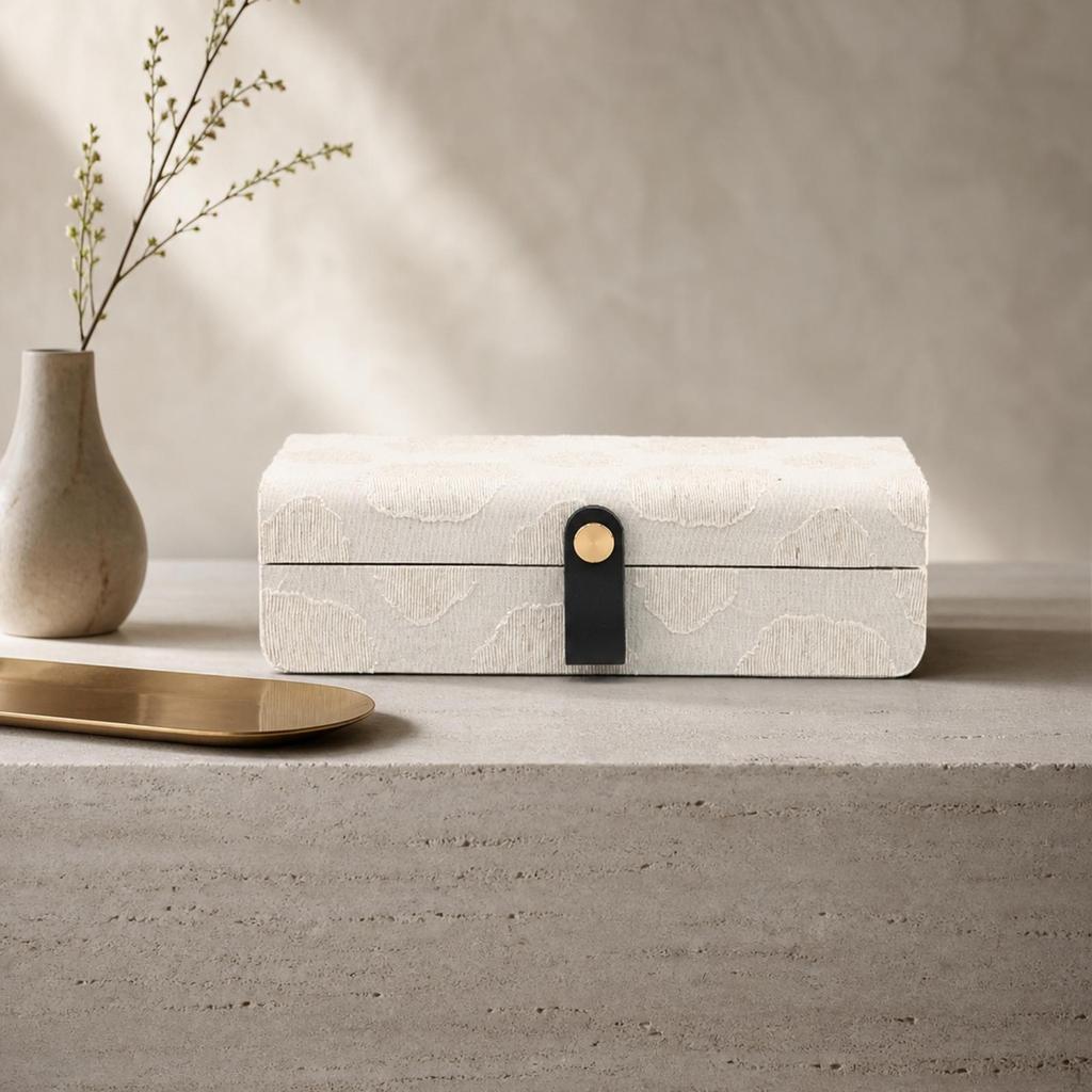 Jewelry Box with Clasp textileCovered Textured for Dressing Table, Shelf 22117cm