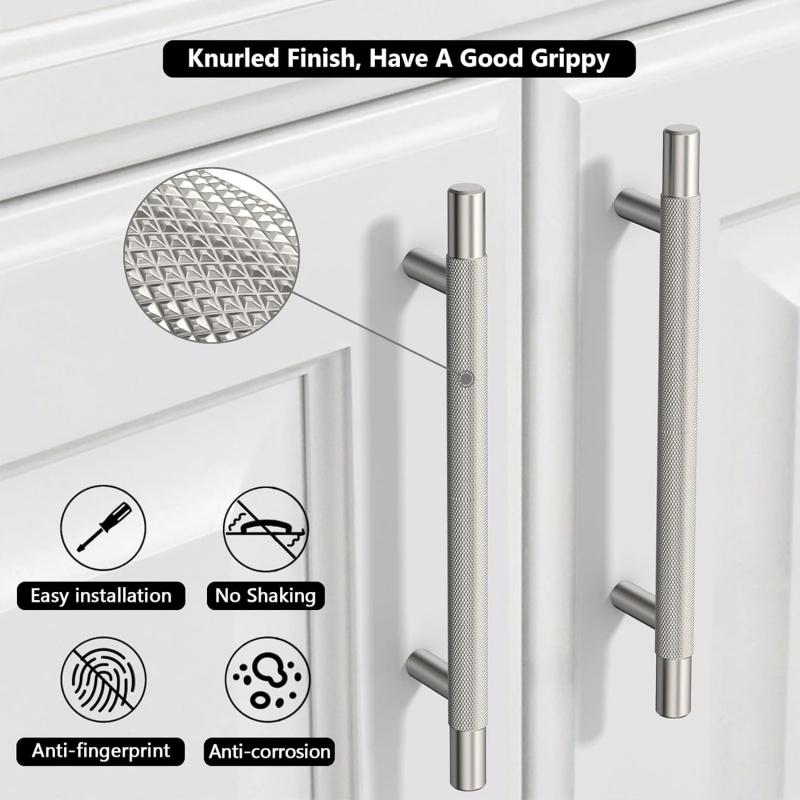 Modern Solid Aluminum Alloy Knurled Handles,Drawer Pulls,Furniture Door Carved Knobs,Round T Bar Handle Kitchen Cabinet Hardware