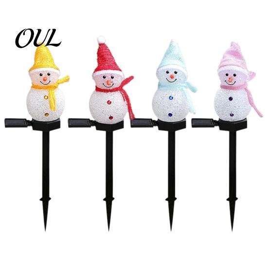 Weather Resistant Outdoor Patio Lights 2Pcs Solar Snowman Garden Lights, Christmas Pathway Waterproof Cute Landscape Lamps LED with Stakes for