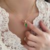 Blue-Green Champagne Gemstone 18K Plated Titanium Steel Retro Necklace - Trendy European American Style for Women and Couples.