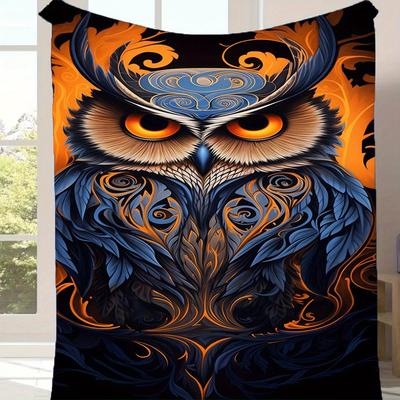 1pc Owl Print Blanket, Soft Warm Throw Blanket Nap Blanket For Couch Sofa Office Bed Camping Travel