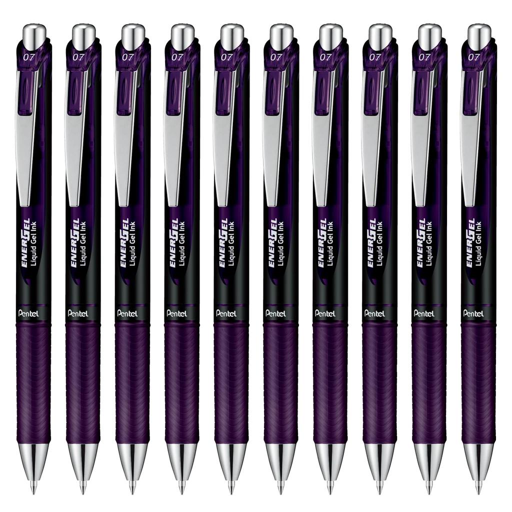 Pentel Energel Gel Ink Ballpoint Knock Bordeaux 10 Pens Pen, Type, 0.7mm, BL77A2-VA, Black,