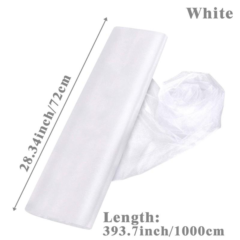 White Wedding Decoration Tulle Roll Crystal Organza Sheer Fabric For Wedding Birthday Party Backdrop Weeding Chair Sashes Decor