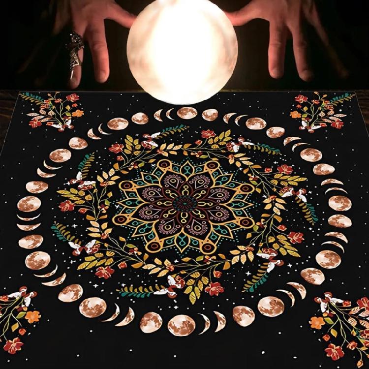 Moonphases Plant Tarot Tablecloth Altars Cloth Astrologys Divinations Tapestry