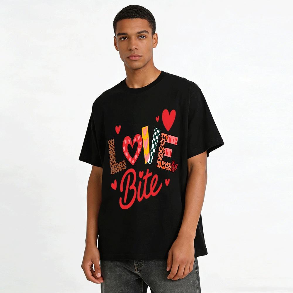 Love Bite Leopard Print Casual Tshirt Trendy Couple Top Pure Cotton T-shirt